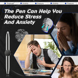 2 Pieces Fidget Pen Spinner Pen with LED Light Multi Functional Help Stress Reducer Help Thinking Ballpoint Pen anti Stress Anxiety Gift Pen for Business Adults Students Kids (Black)